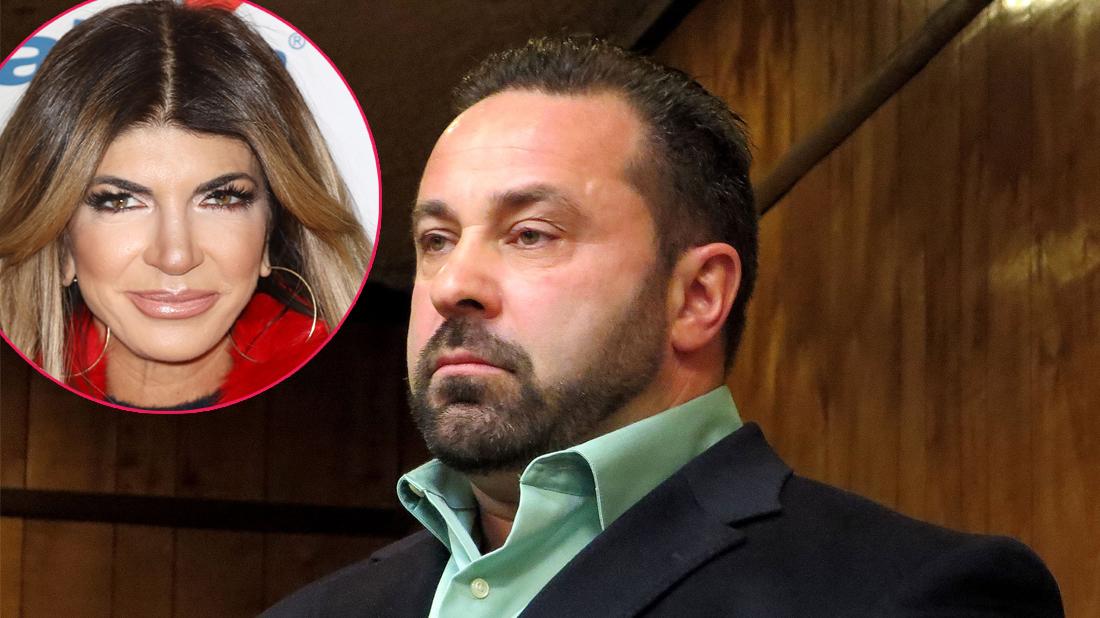 Main, Joe Giudice wears a jacket and a green shirt. Inset, Teresa Giudice