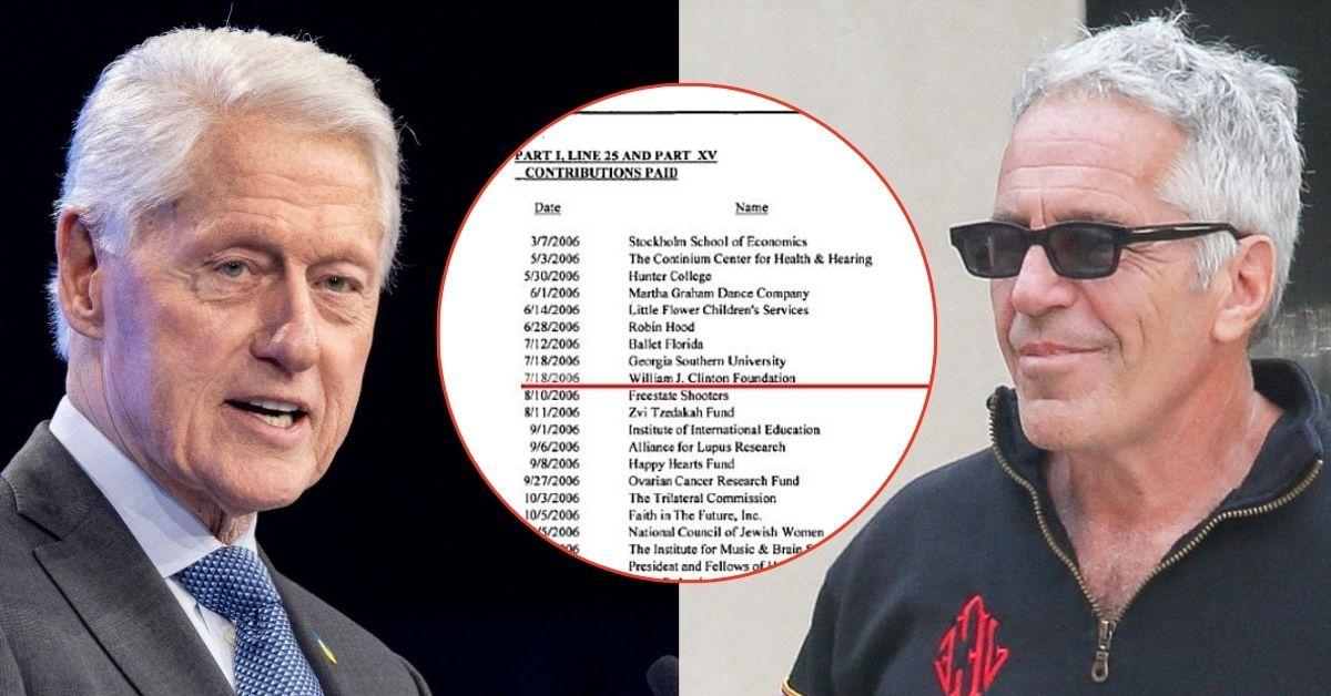 split photo of Bill Clinton and Jeffrey Epstein