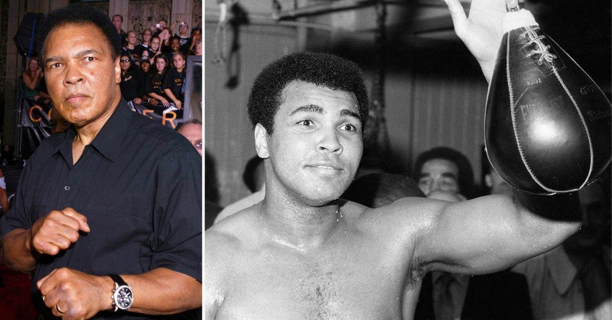 Split photos of Muhammad Ali.