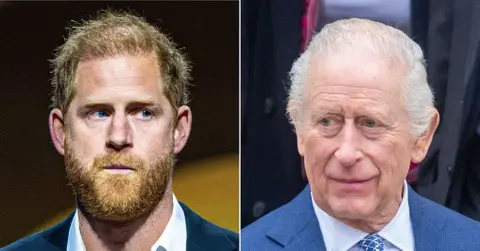 Composite photo of Prince Harry and King Charles