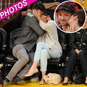 //justin timberlake jessica biel lakers game post