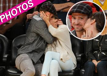 //justin timberlake jessica biel lakers game post