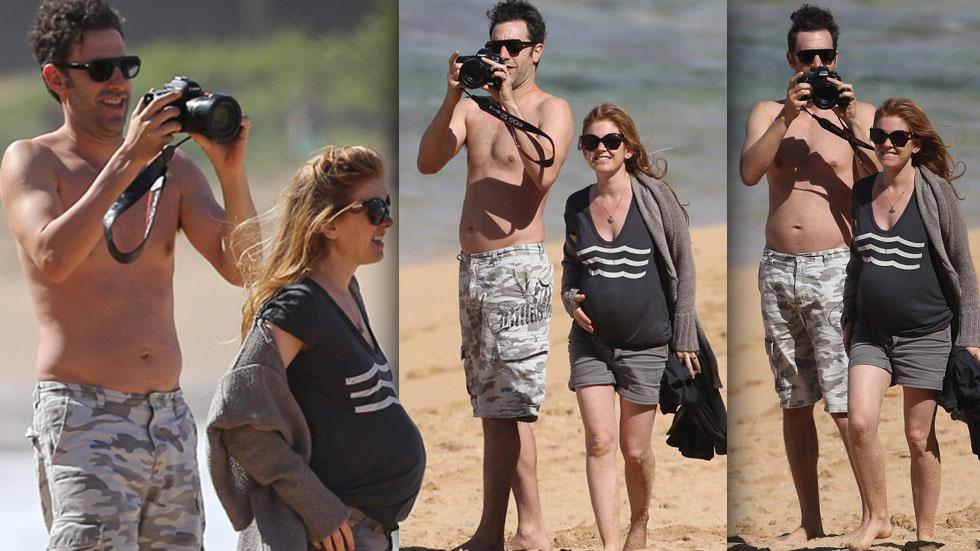 //pregnant isla fisher sacha baron cohen beach