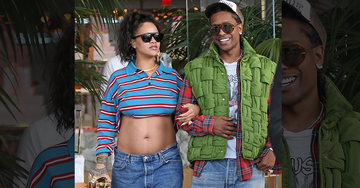 Rihanna and A$AP Rocky Twin in Denim at Louis Vuitton Show