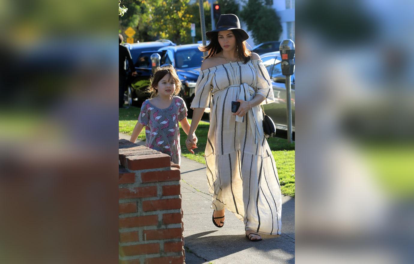 Pregnant Jenna Dewan Wears White See-Through Dress With Daughter