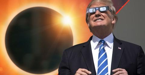 Photo of Donald Trump and a solar eclipse illustration