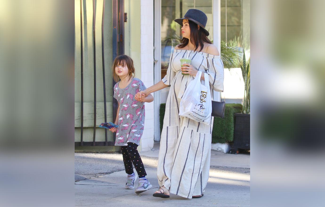 Pregnant Jenna Dewan Wears White See-Through Dress With Daughter