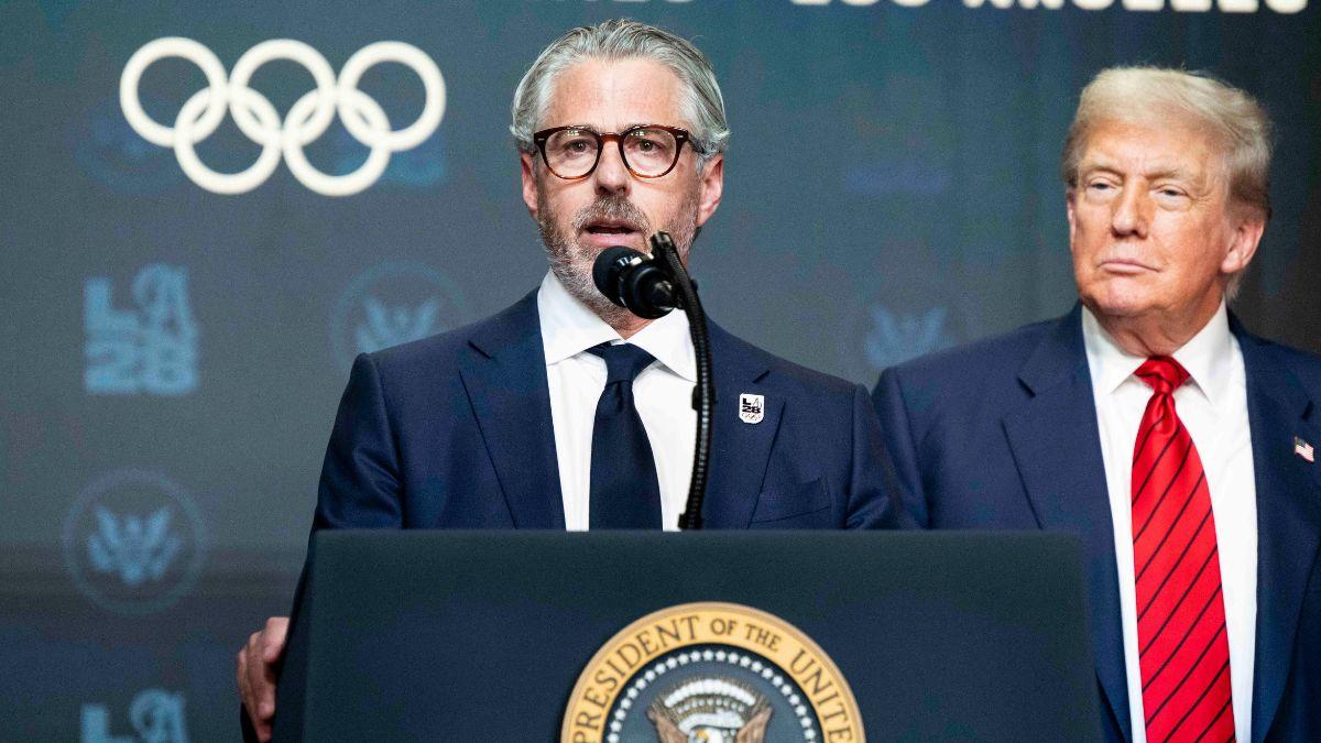 Photo of Casey Wasserman and Donald Trump