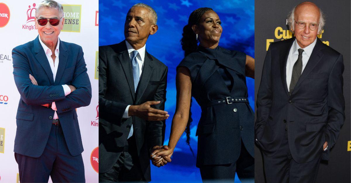photo of george clooney, barack and michelle obama
