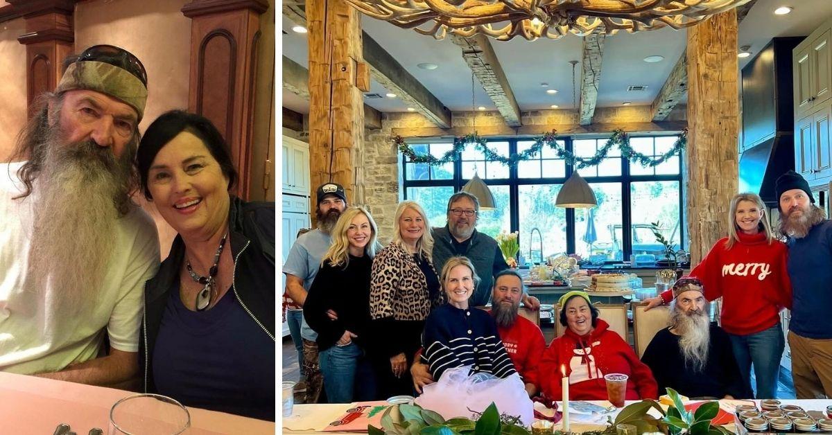 Split photo of Phil Robertson, family