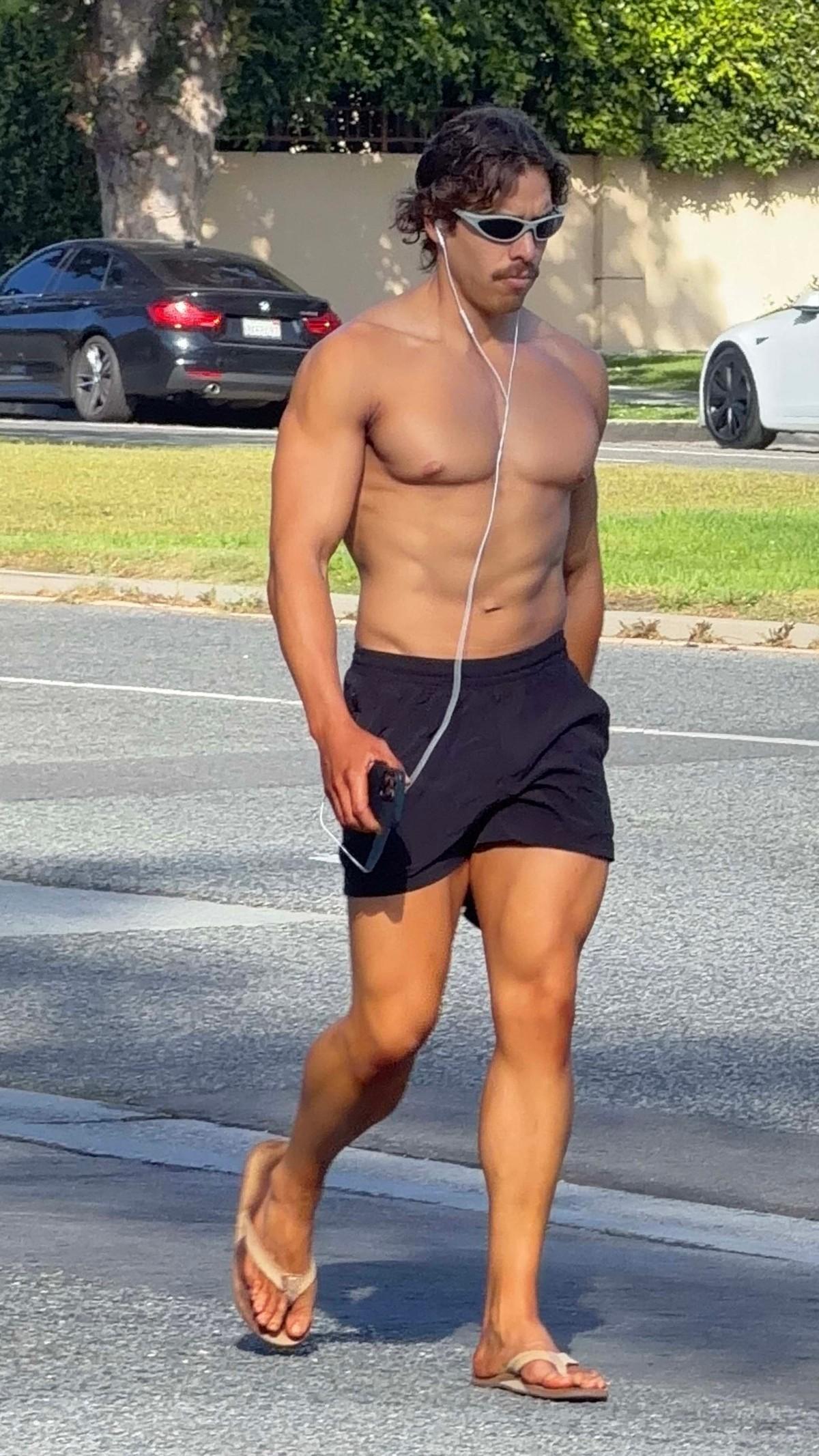 Arnold Schwarzenegger's son Joseph Baena is seen for the first time since winning his debut bodybuilding competition.