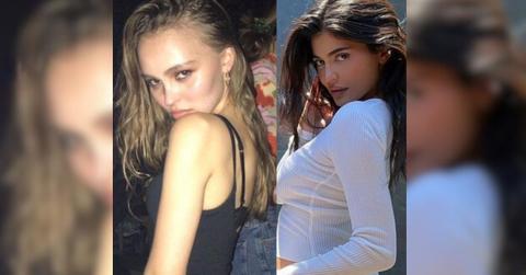split photo of Lily-Rose Depp. Kylie Jenner