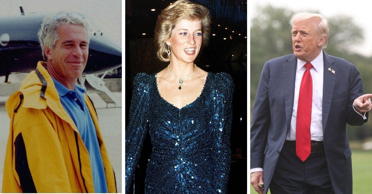 Split photos of Jeffrey Epstein,Donald Trump and Princess Diana