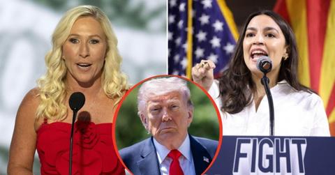 split image of Marjorie Taylor Green / Alexandria Ocasio-Cortez / Donald Trump