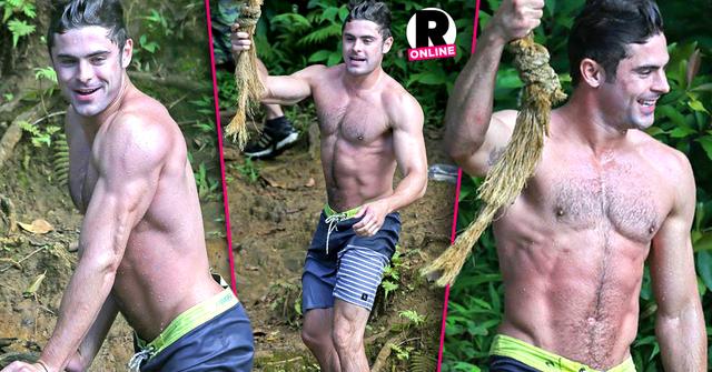 Zac Efron Shirtless Muscles Bathing Suit Lake