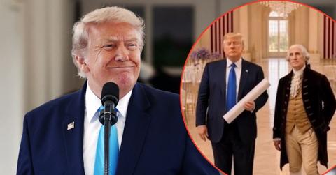 A photo of Donald Trump alongside an AI photo of Donald Trump and George Washington