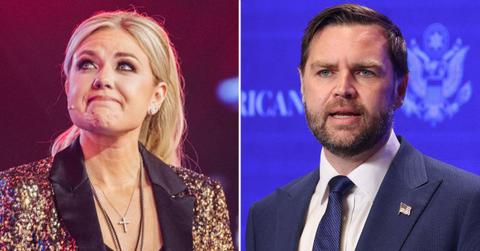 split image of Erika Kirk and JD Vance