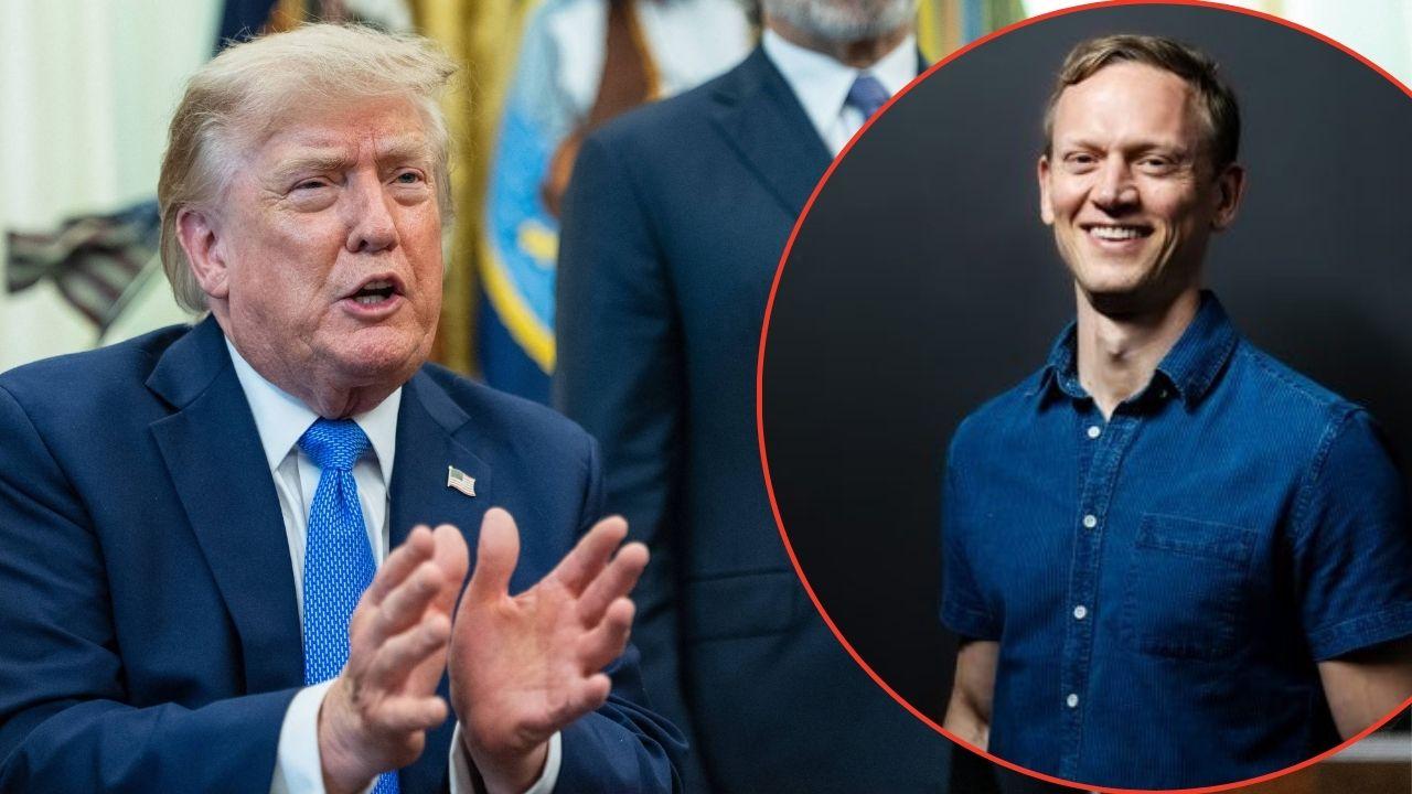 A photo of Donald Trump alongside a photo of Tommy Vietor