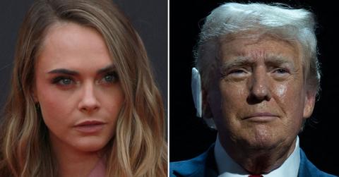 Split photo of Cara Delevingne and Donald Trump.