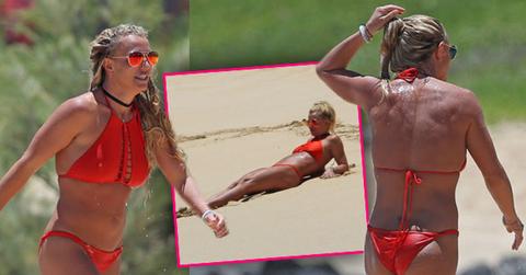 //britney spears red bikini body weight beach pp