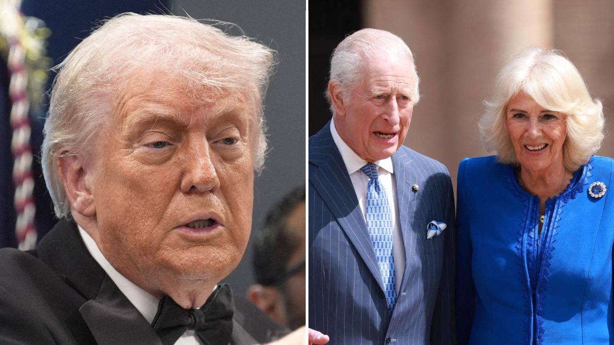 picture of Donald Trump, King Charles and Queen Camilla