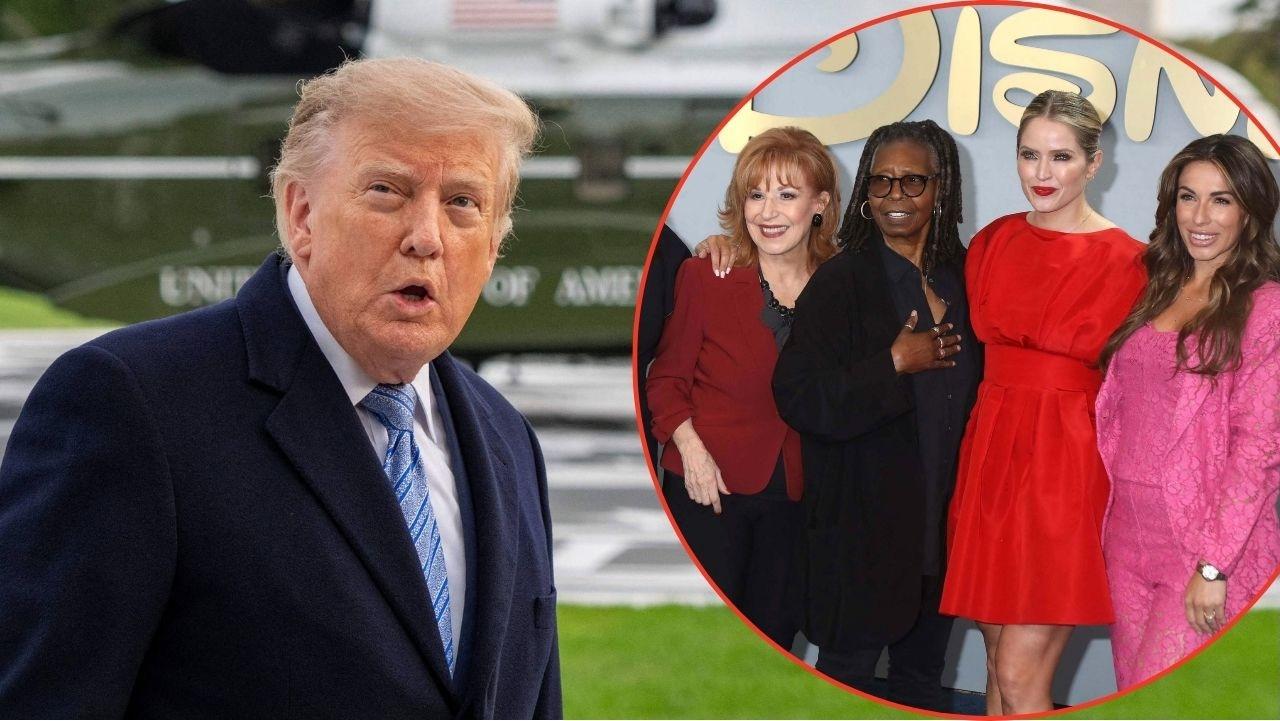 Split image of Donald Trump and 'The View' co-hosts
