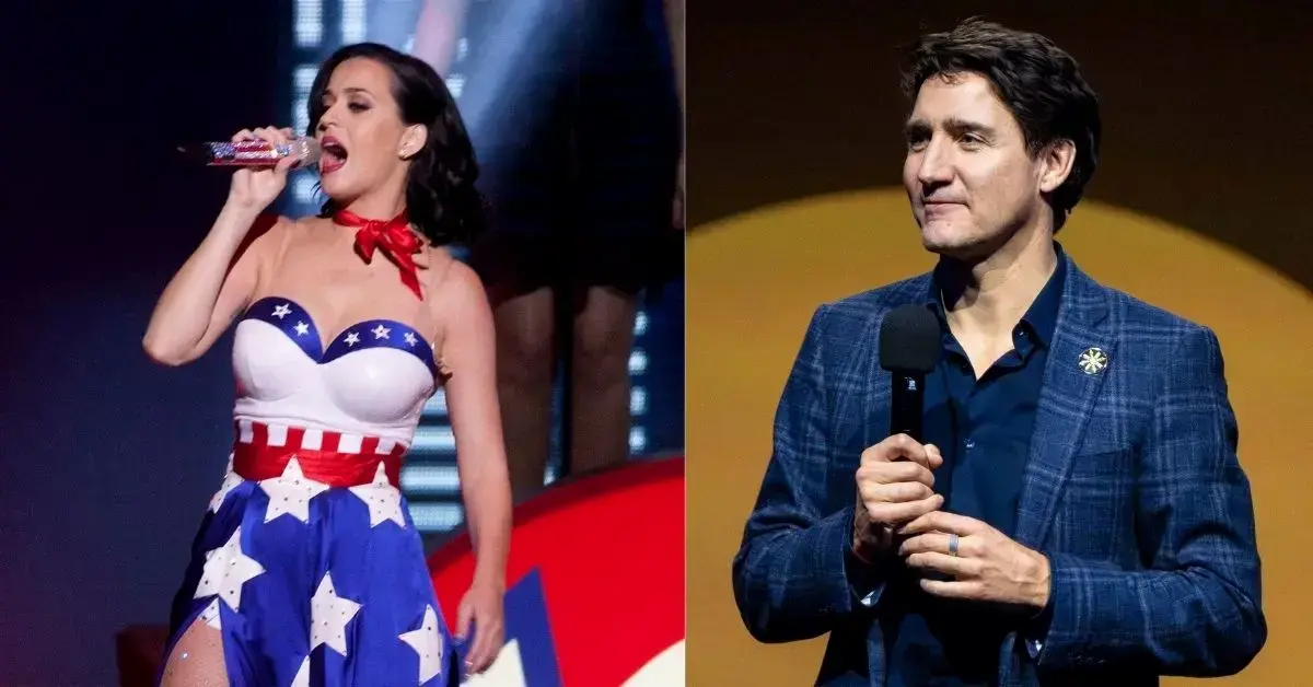 Split photo of Katy Perry, Justin Trudeau