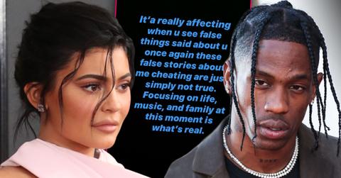 Kylie Jenner Wearing Pink And Travis Scott Wearing Diamond Necklace and Gray Blazer Inset of Post