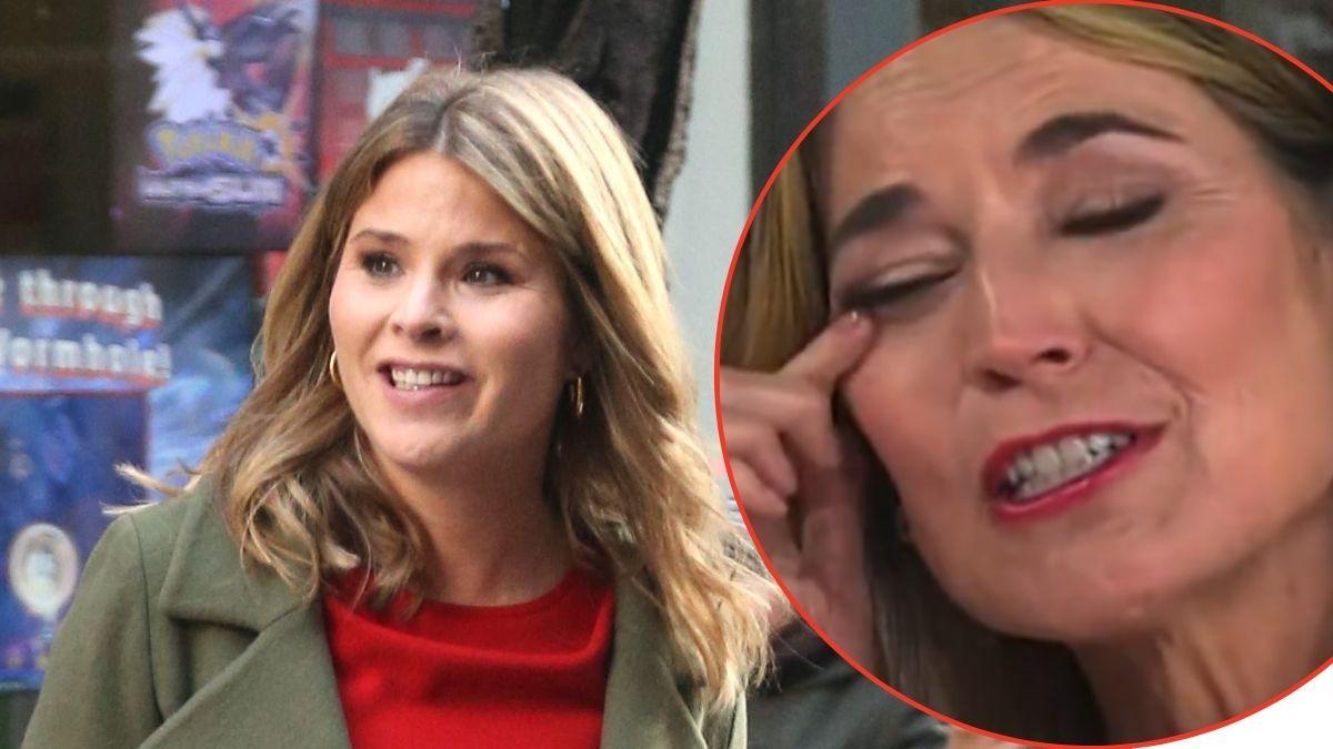 A photo of Jenna Bush Hager alongside a photo of Savannah Guthrie crying