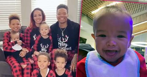 Marvin Jnes With Wife and 4 Children allin Matching Christmas Pajames Red and Black Plaid, Inset Marvin's Son MarloNFL Player Marvin Jones Reveals His Baby Son Marlo Died