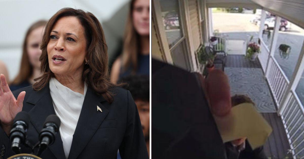 Composite photo of Kamala Harris and the Secret Service