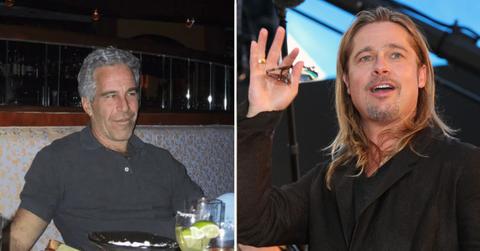 Split photos of Jeffrey Epstein and Brad Pitt