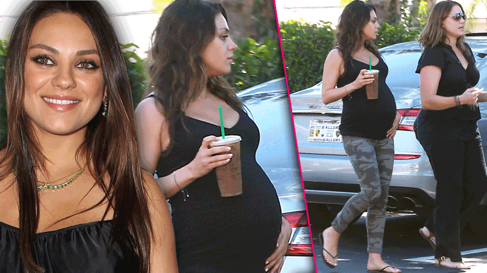 //mila kunis pregnant starbucks