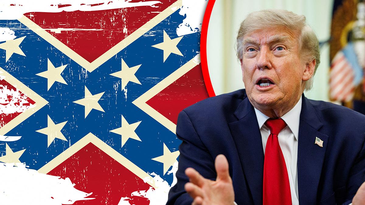 A Confederate flag was spotted inside a sponsored booth at Donald Trump's Great American State Fair.