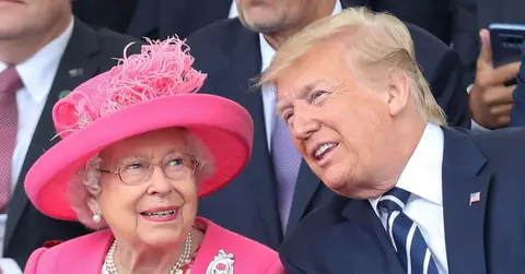 Photo of Queen Elizabeth and Donald Trump