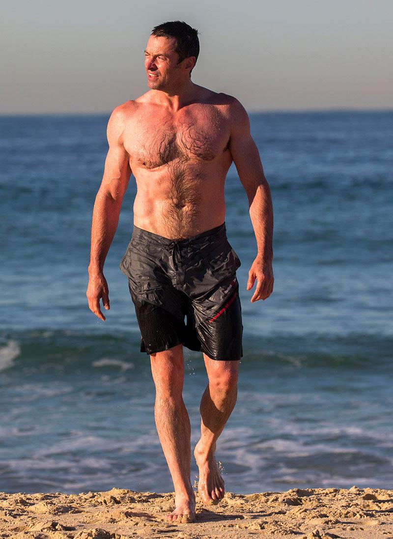 Hunk In Trunks Shirtless Hugh Jackman Shows Off Six Pack Abs
