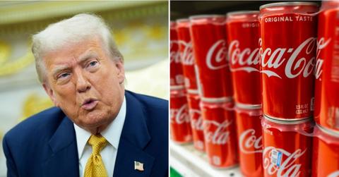 Split photo of Donald Trump, Coca-Cola