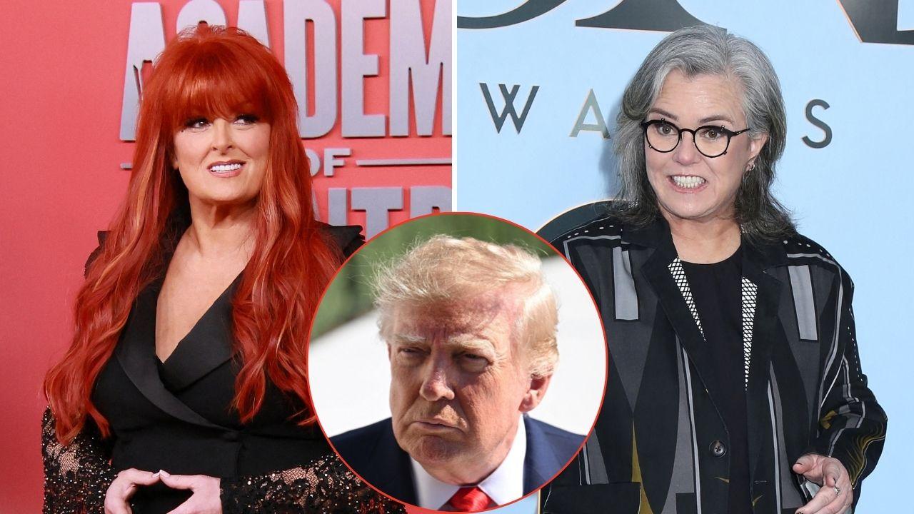 Split image of Wynonna Judd, Donald Trump, and Rosie O'Donnell