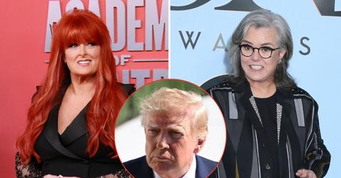 Split image of Wynonna Judd, Donald Trump, and Rosie O'Donnell
