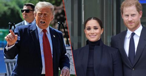 Split photos of Donald Trump, Prince Harry and Meghan Markle