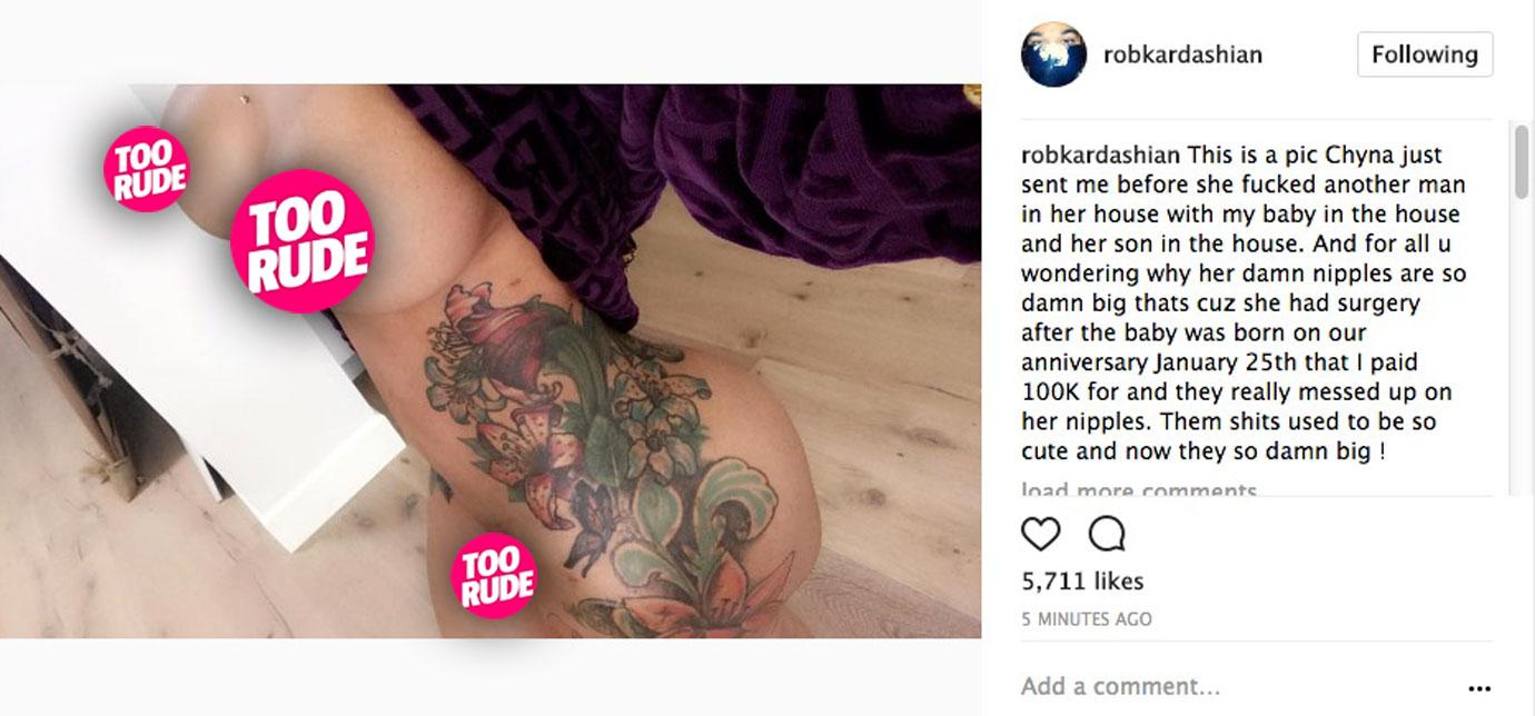 Rob kardashian blac chyna xxx instagram post