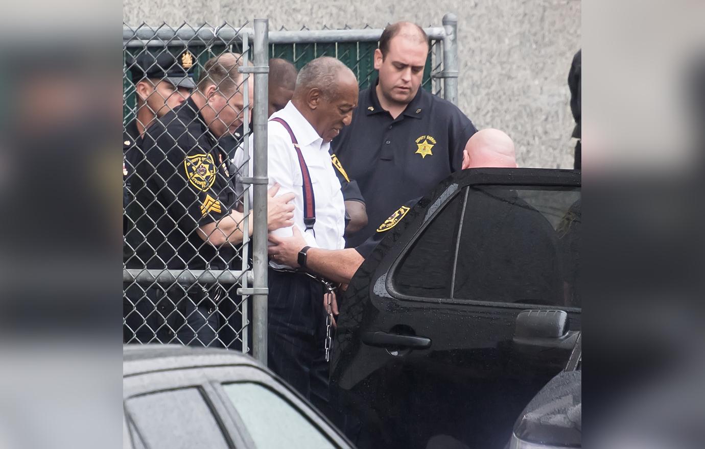 bill cosby handcuffed first photos no bail prison sentence