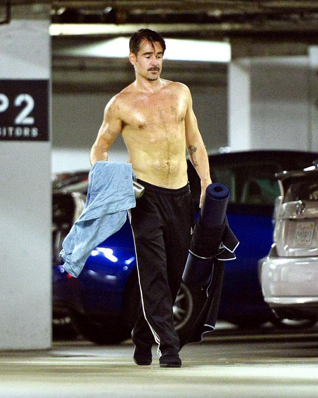 Colin Farrell Shirtless Yoga