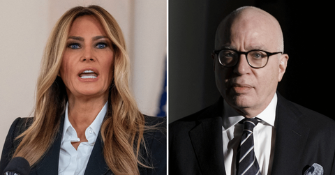 Split photo of Melania Trump, Michael Wolff