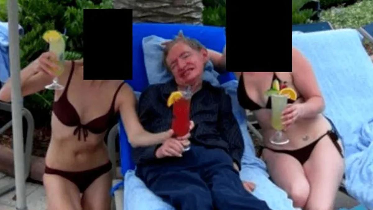 Photo of Stephen Hawking with women
