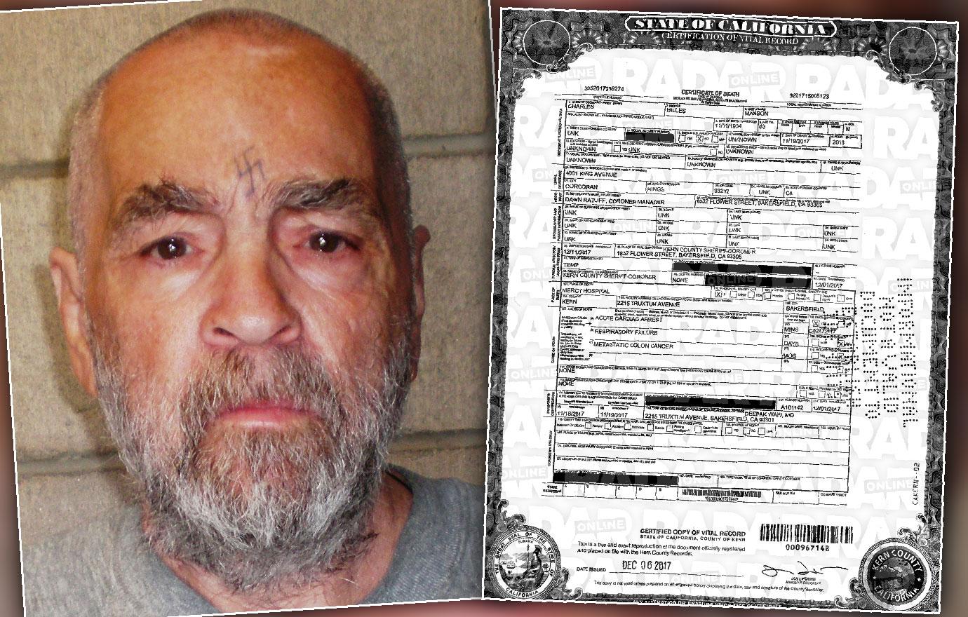 Charles Manson Death Certificate Revealed