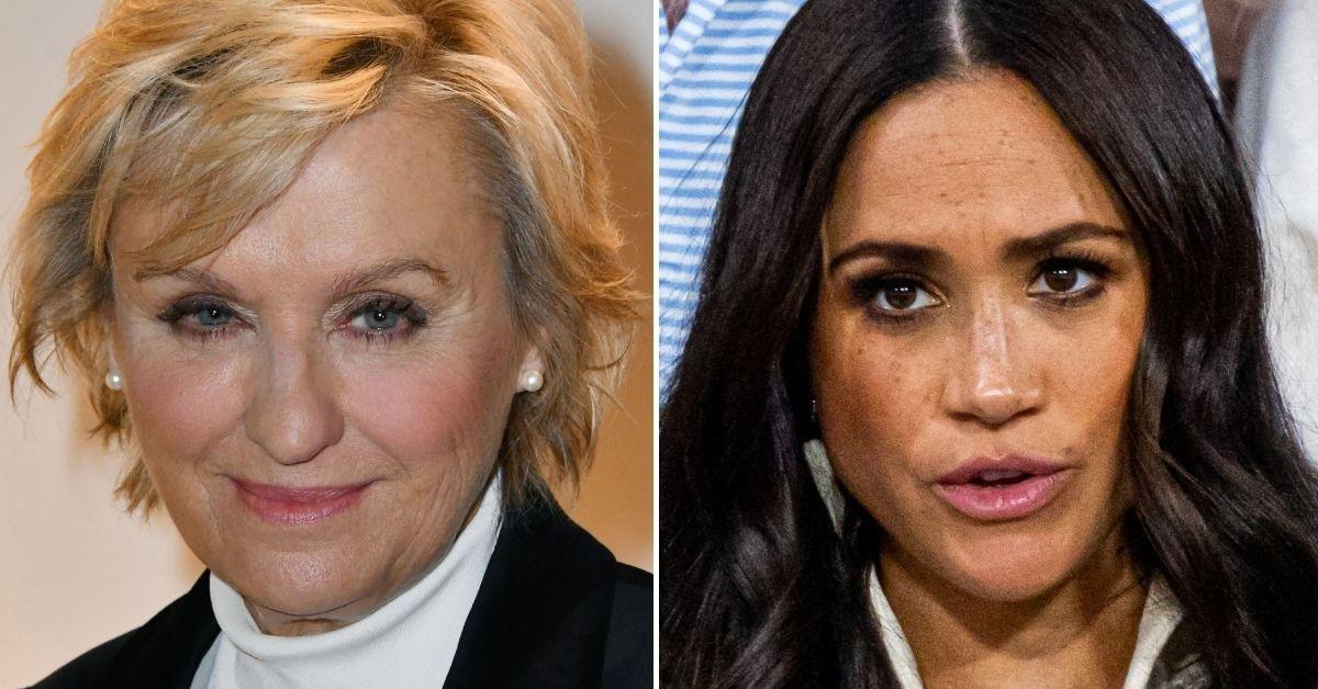 Split photo of Tina Brown, Meghan Markle.