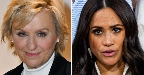 Split photo of Tina Brown, Meghan Markle.