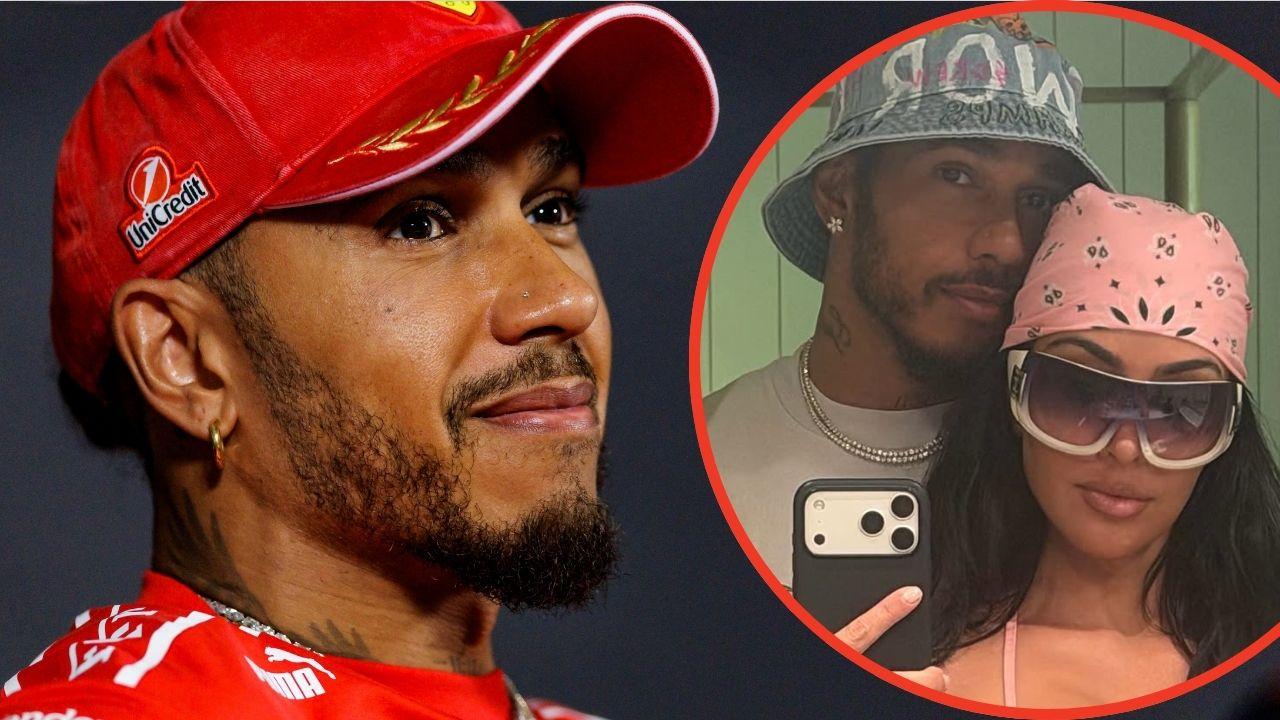 Split photo of Lewis Hamilton and Kim Kardashian