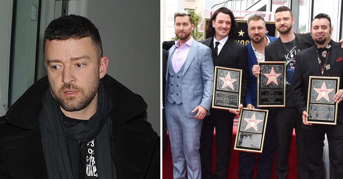 Composite photo of singer Justin Timberlake and pop group NSYNC.